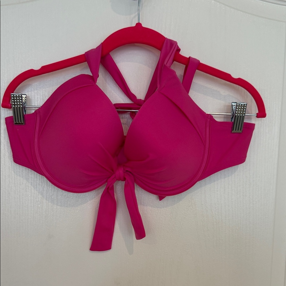 RELLECIGA Hot Pink Strappy Bikini Top Womens XL Push Up Swim NWOT